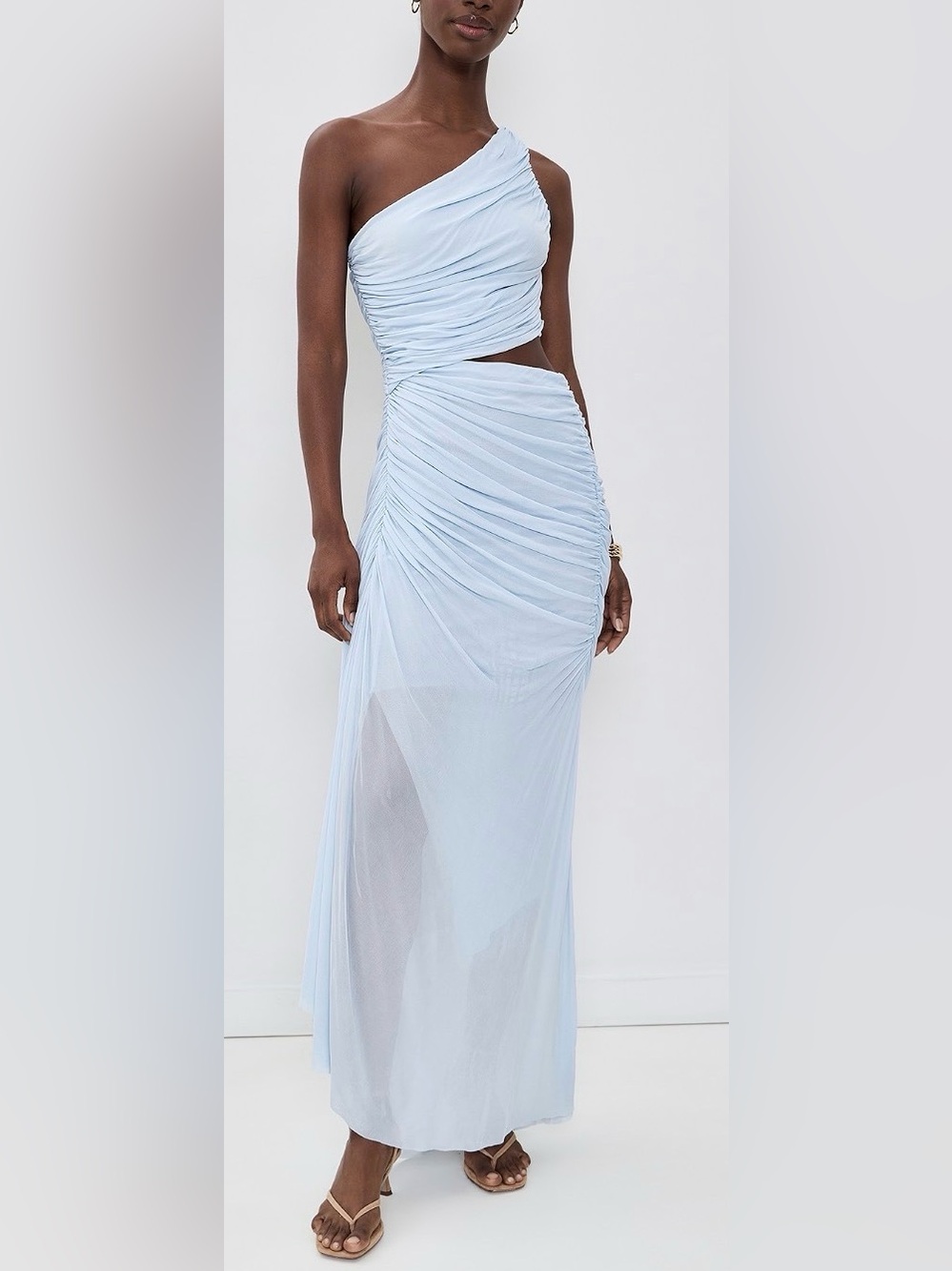 NEW A.L.C. Cleo one shoulder cutout Sky Blue Maxi Dress sz S